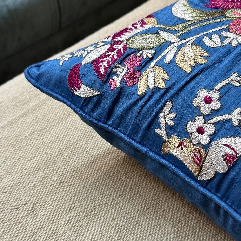 Anastasia Silk Cushion in Original Blue