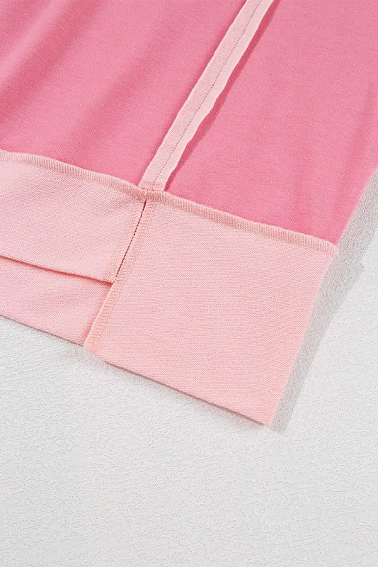 Cotton Peach Half Raw Seam High Low Side Split Top