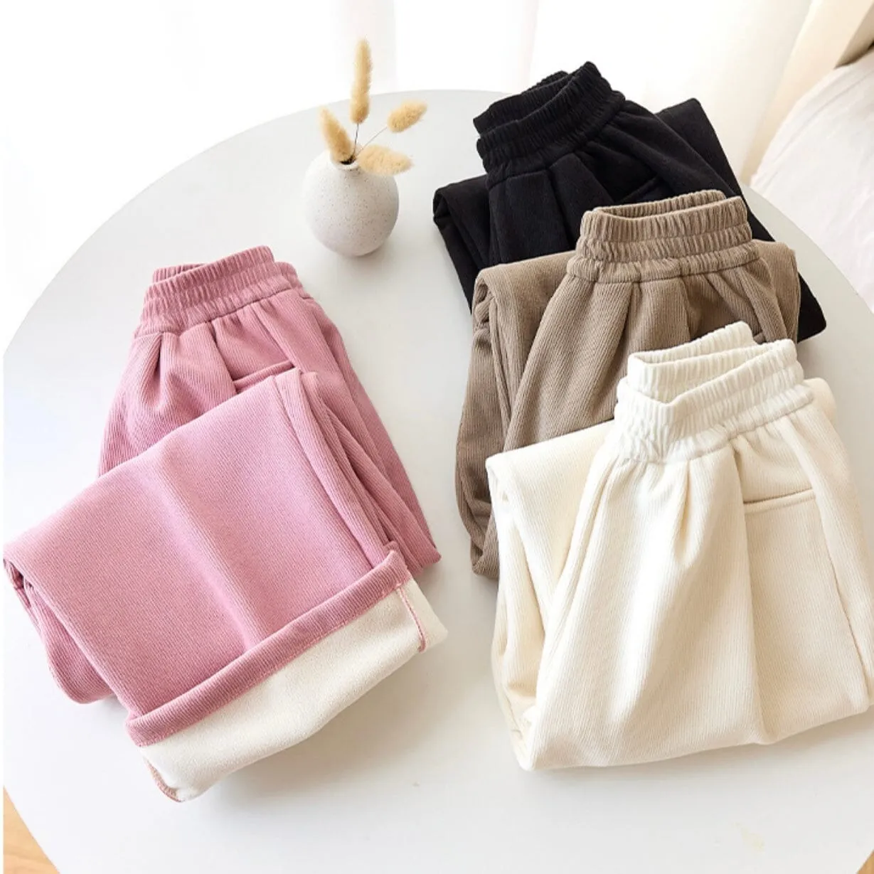 Eloya Fleece-Lined Wide-Leg Pants