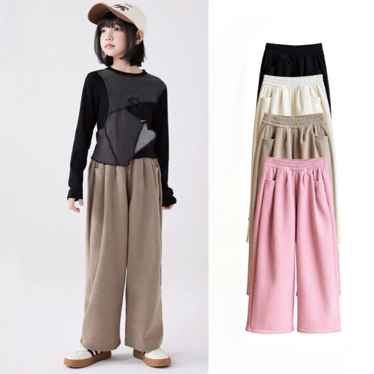 Eloya Fleece-Lined Wide-Leg Pants
