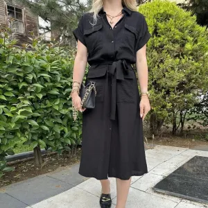 Fashion Belt Shirt Dress