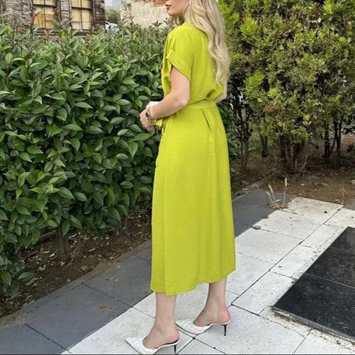 Fashion Belt Shirt Dress