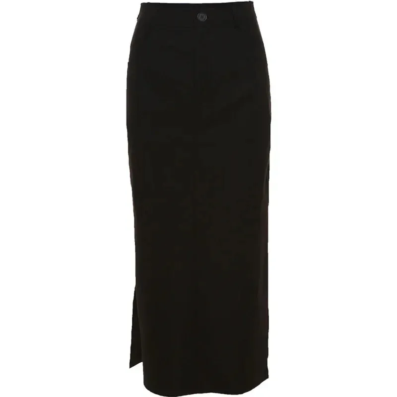 Gothic Punk High Waist Midi Skirt – Edgy & Chic
