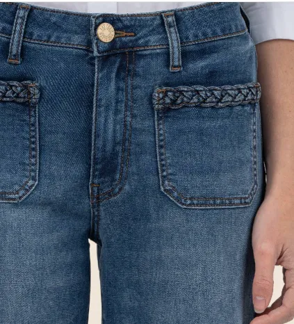 KUT:  MEG BRAIDED POCKET HIGH RISE WIDE LEG JEAN