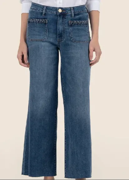 KUT:  MEG BRAIDED POCKET HIGH RISE WIDE LEG JEAN