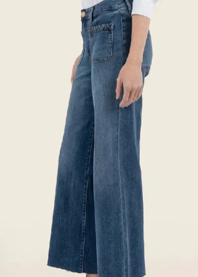 KUT:  MEG BRAIDED POCKET HIGH RISE WIDE LEG JEAN