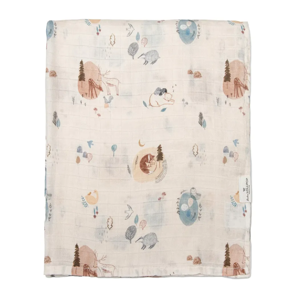 Luxe Muslin Swaddle - Cozy Forest by Loulou Lollipop