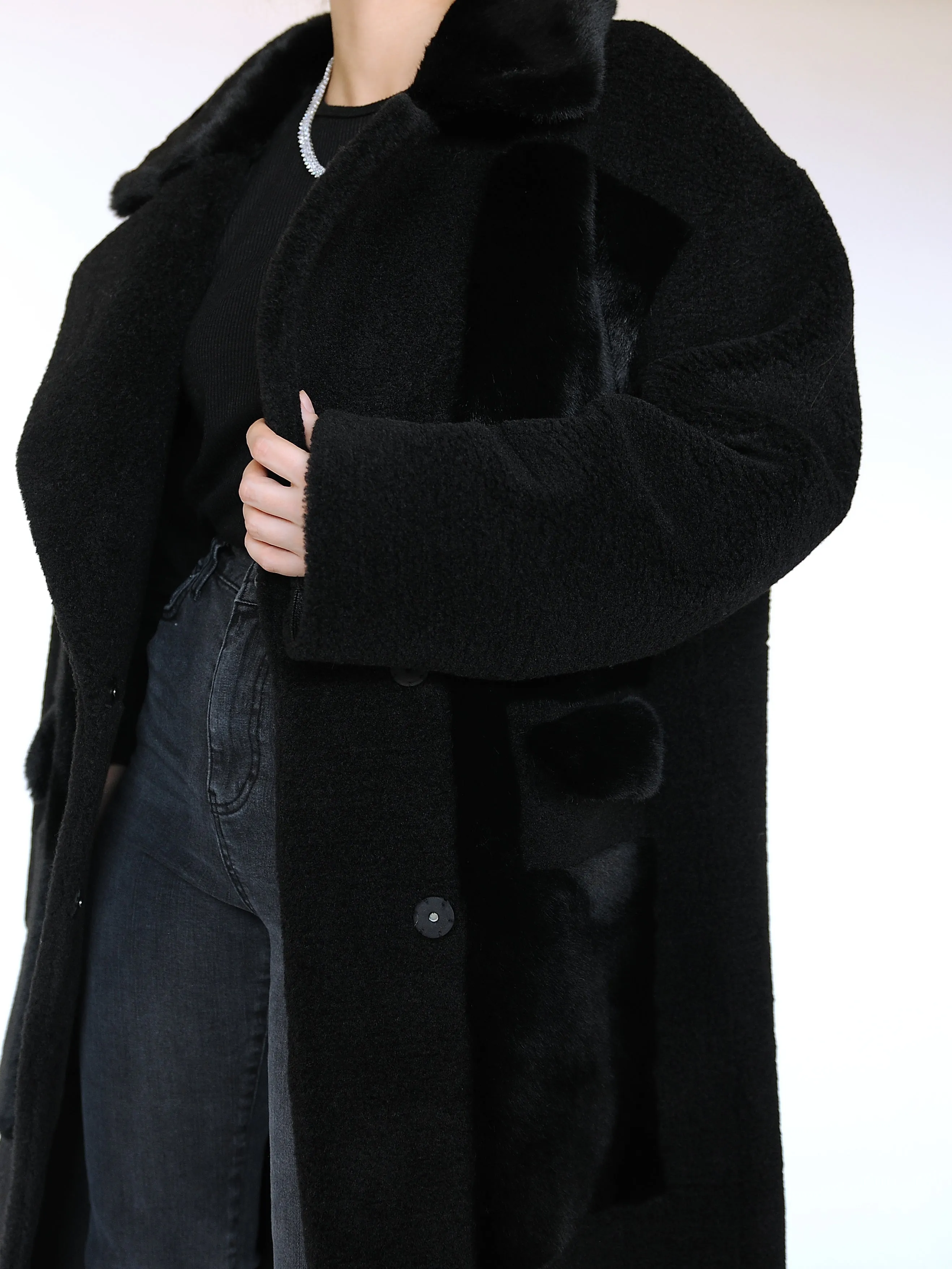 Original Faux Shearling and Fur Coat