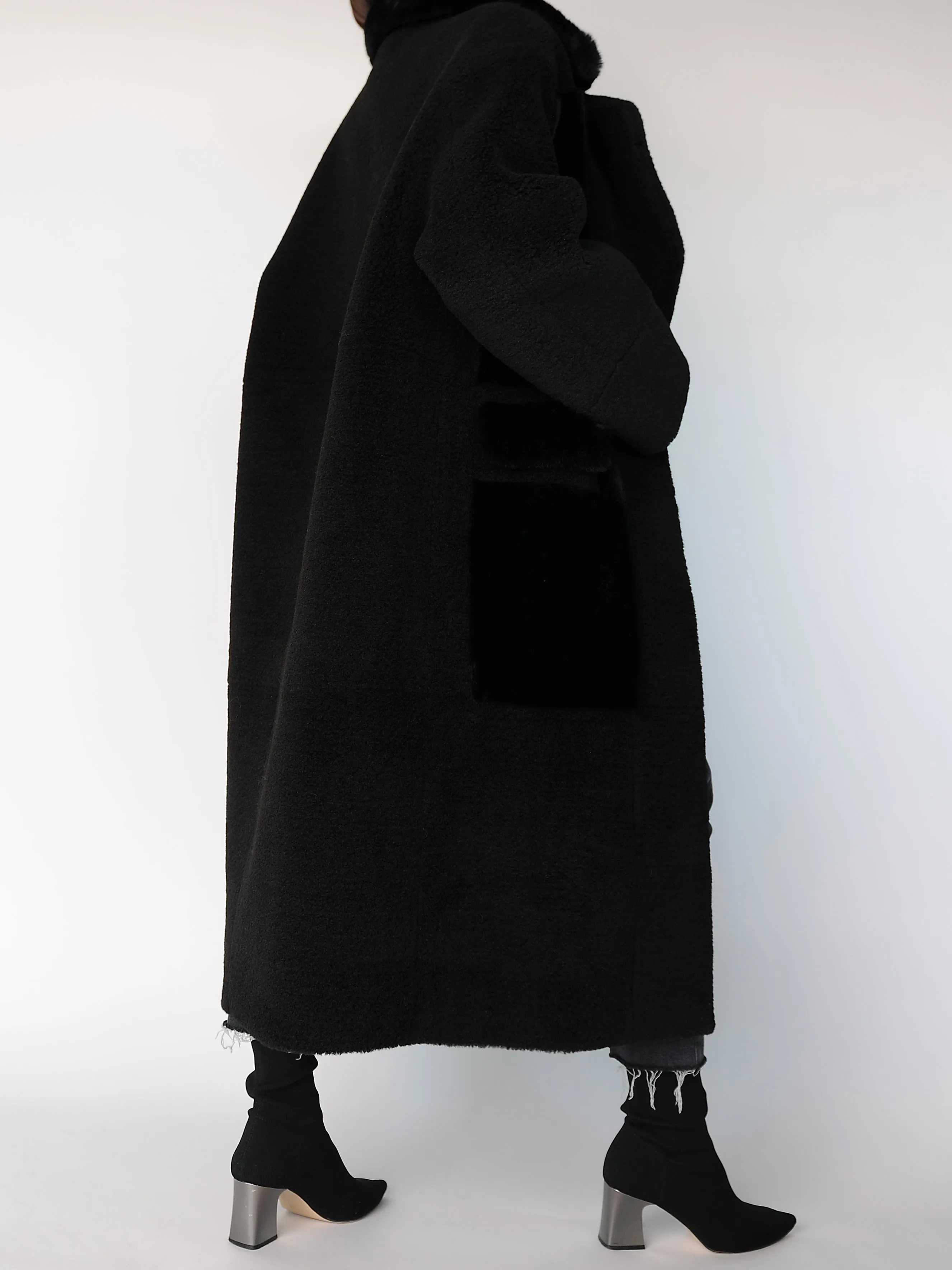 Original Faux Shearling and Fur Coat