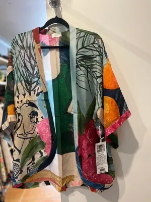 Short Silk Kimono - A Slice of Life on Blue