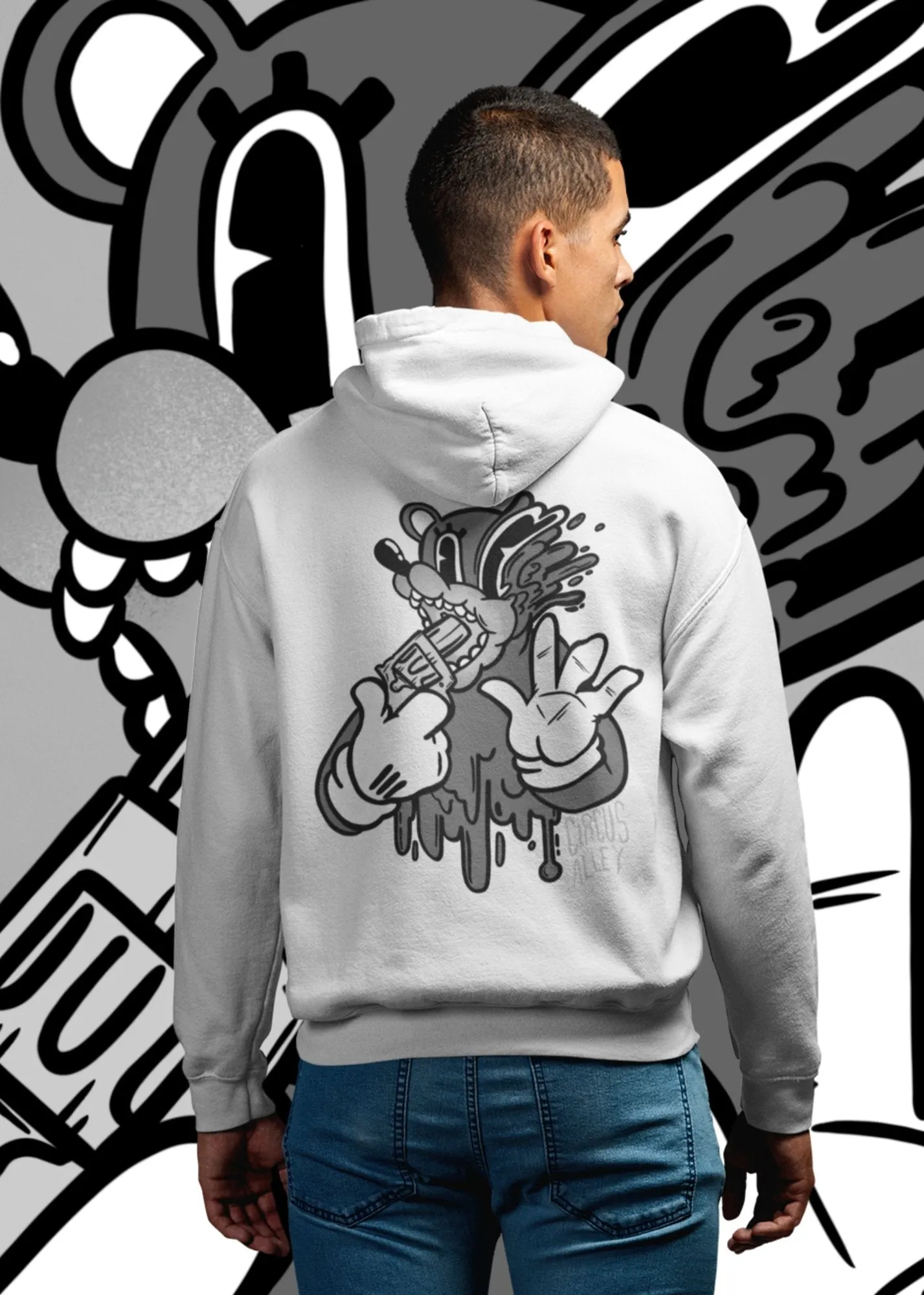 ST!NK - artist Circus Alley - Back Print Hoodie