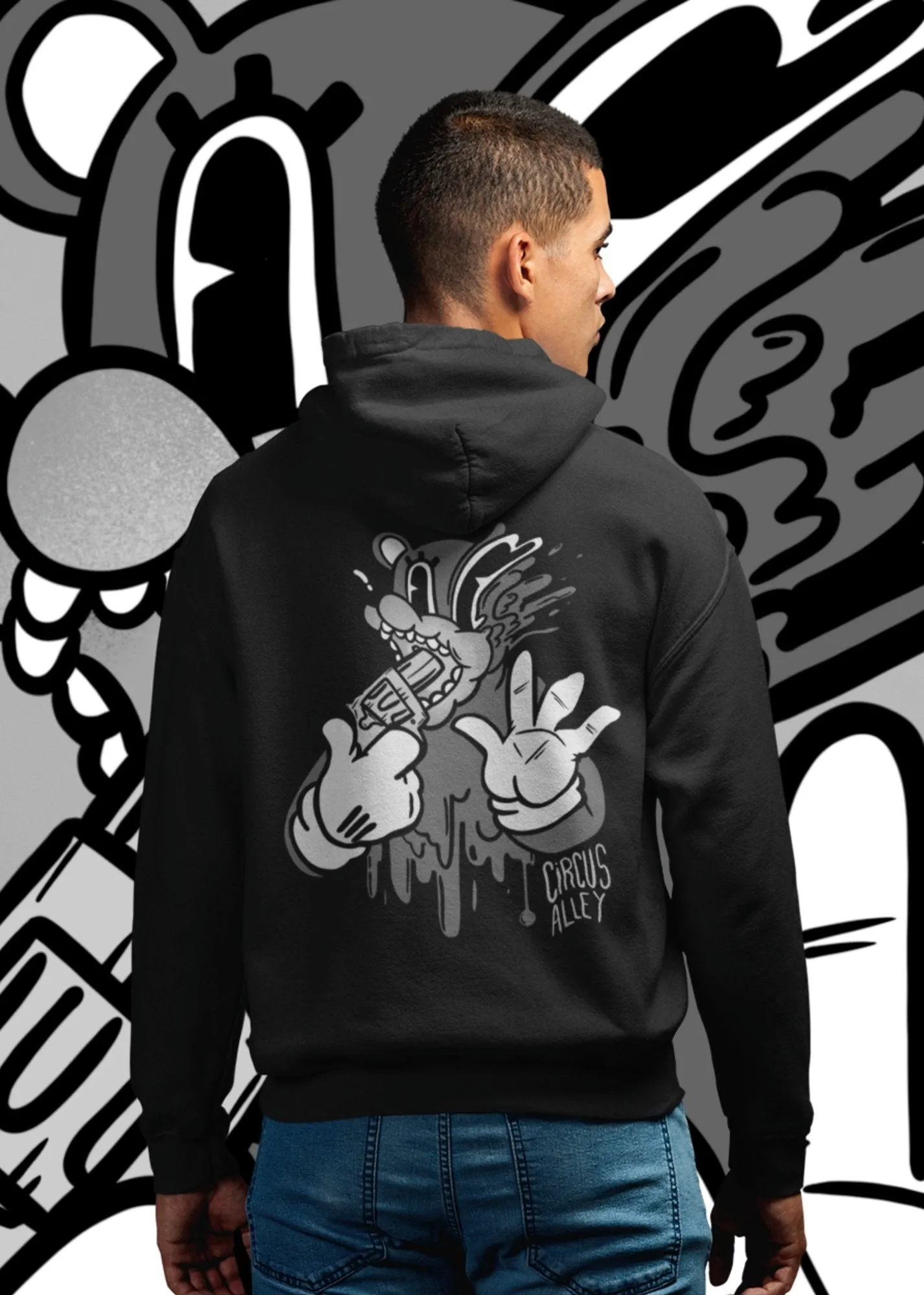 ST!NK - artist Circus Alley - Back Print Hoodie