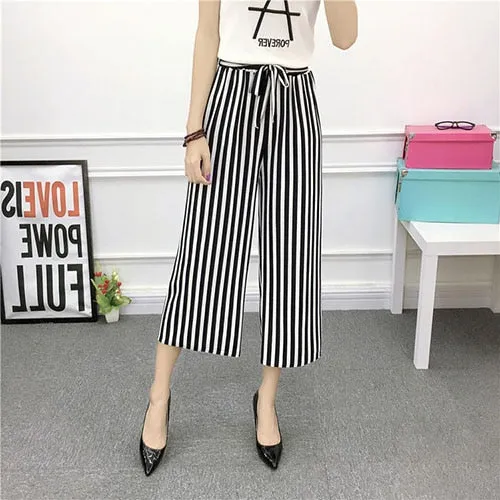 Striped Loose High Waist Pants