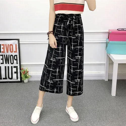Striped Loose High Waist Pants