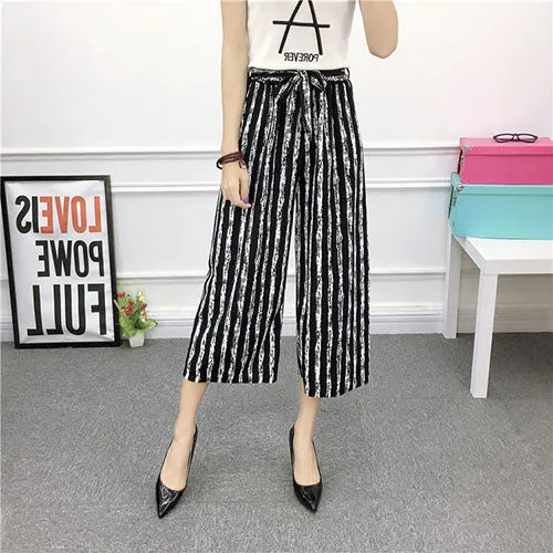 Striped Loose High Waist Pants