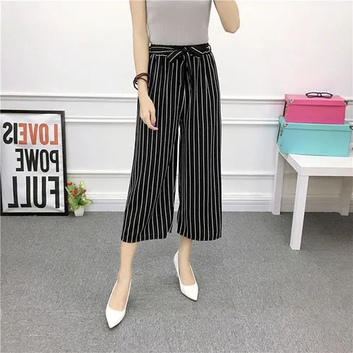 Striped Loose High Waist Pants