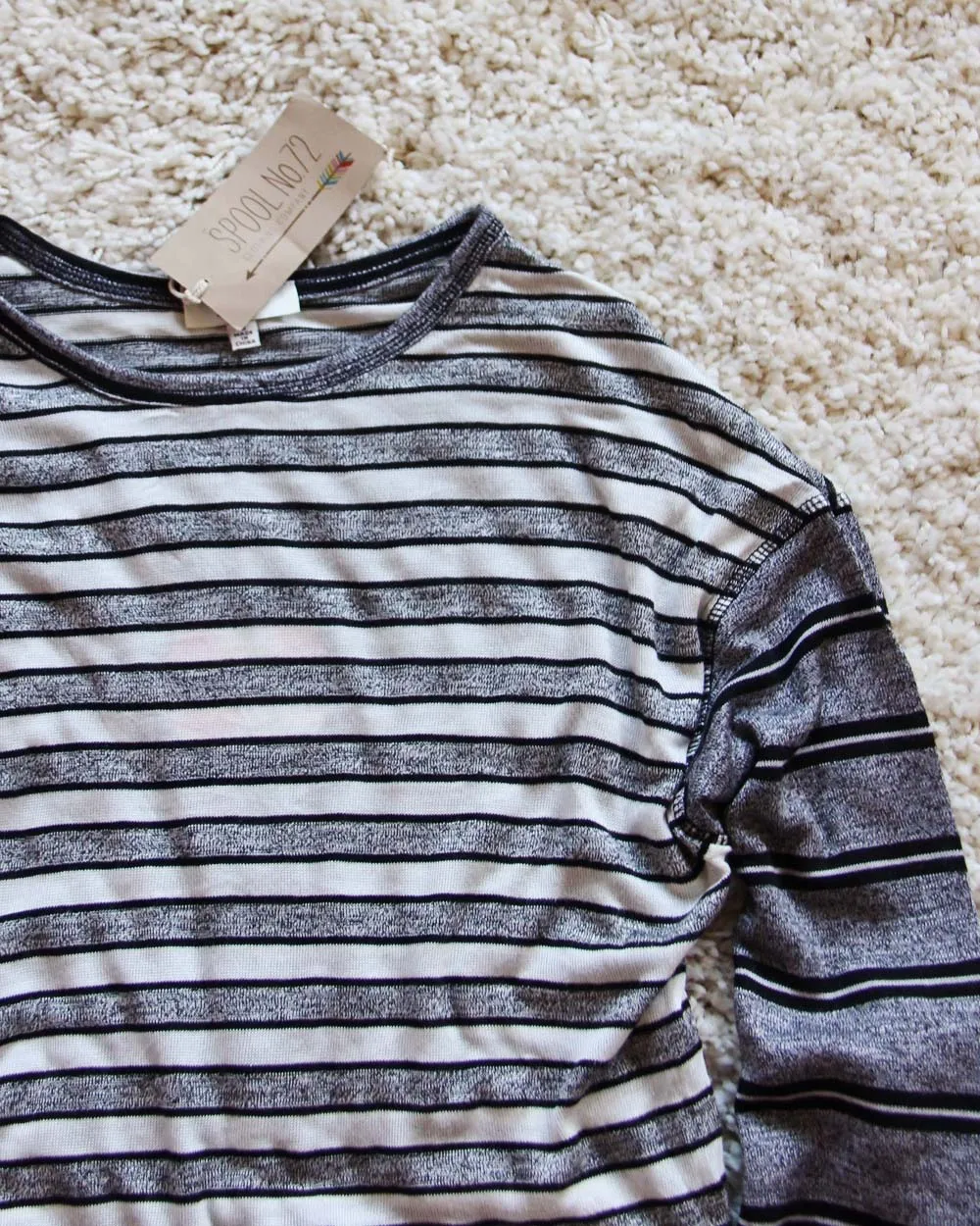 Tie & Stripe Cozy Tee in Gray