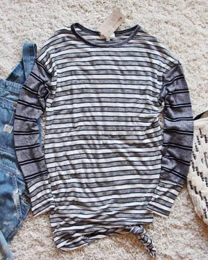 Tie & Stripe Cozy Tee in Gray