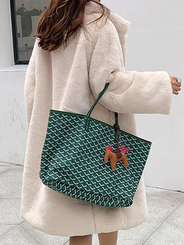 Women Faux Fur Coats Apricot Long Sleeves Turndown Collar Casual Long Winter Coat